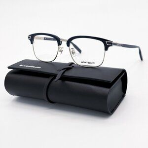 NEW MONTBLANC EYEGLASSES MB0043O 007 BLUE SILVER MEN EYEWEAR MONTBLANC